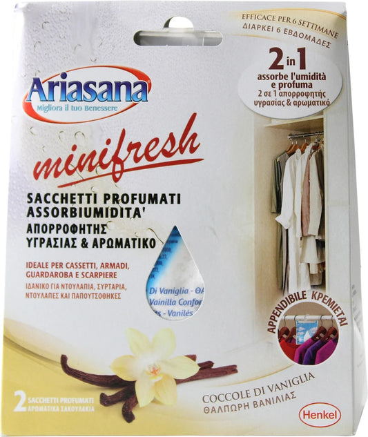ARIASANA MINIFRESH SACCHETTI PROFUMATI ASSORBIUMIDITA' 2-IN-1 100G 2PZ COCCOLE DI VANIGLIA