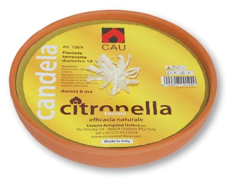 CAU CANDELA CITRONELLA FIACCOLA IN TERRACOTTA CM.18 DURATA 8 ORE