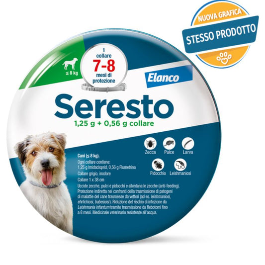 ELANCO SERESTO COLLARE 7-8 MESI CANI <8KG PESO FINO AD 8KG CM.38