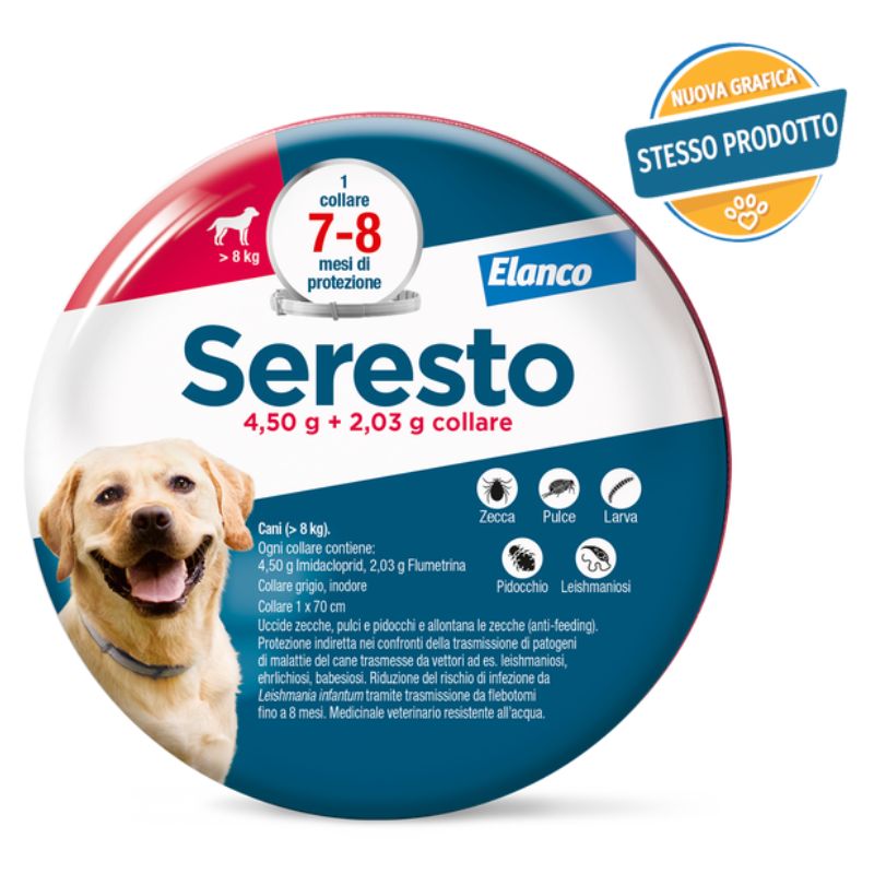 ELANCO SERESTO COLLARE 7-8 MESI CANI >8KG PESO SUPERIORE AD 8KG CM.70
