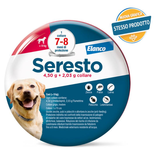ELANCO SERESTO COLLARE 7-8 MESI CANI >8KG PESO SUPERIORE AD 8KG CM.70