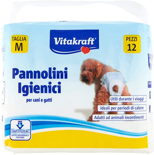 VITAKRAFT PANNOLINI IGIENICI CANI E GATTI TAGLIA M 12PZ