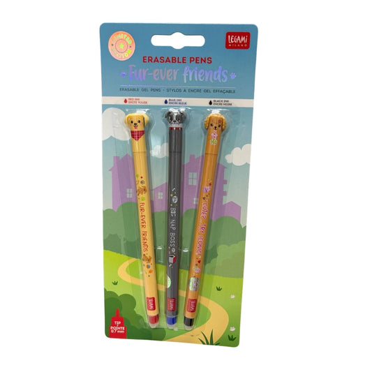 LEGAMI MILANO SET DI 3 PENNE GEL CANCELLABILI FUR-EVER FRIENDS LIMITED EDITION 0,7MM 1 ROSSO - 1 NERO - 1 BLU