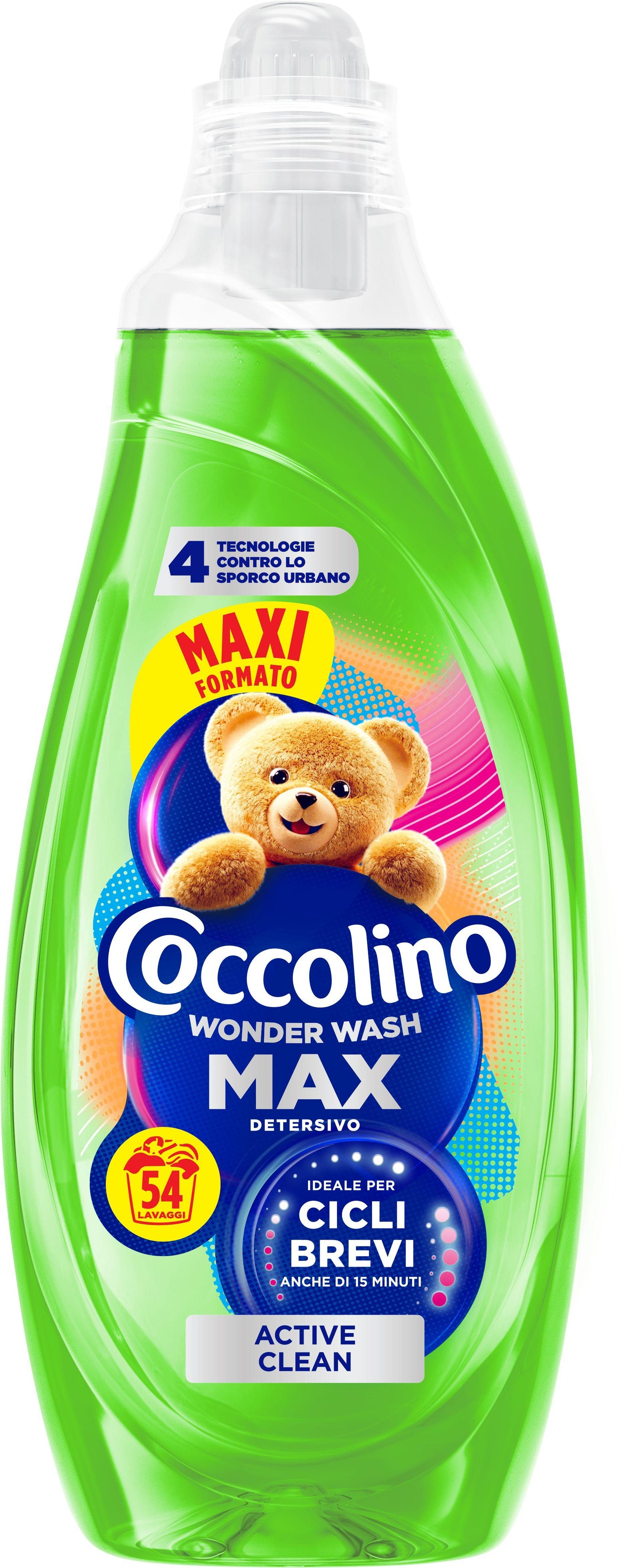 COCCOLINO WONDER WASH MAX DETERSIVO 2,160L 54 LAVAGGI ACTIVE CLEAN