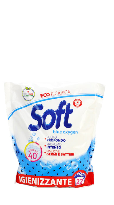 SOFT MULTI POLVERE ECORICARICA 1,1KG 22 MISURINI IGIENIZZANTE BLUE OXYGEN