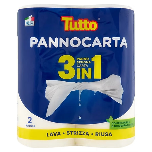 TUTTO PANNOCARTA 3IN1 PANNO SPUGNA CARTA 2 ROTOLI