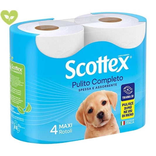 SCOTTEX CARTA IGIENICA PULITO COMPLETO 4 MAXI ROTOLI
