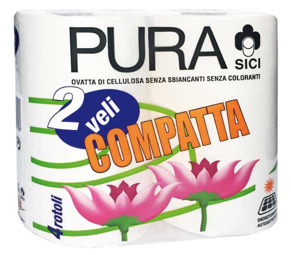 PURA CARTA IGIENICA COMPATTA 4 ROTOLI 2 VELI