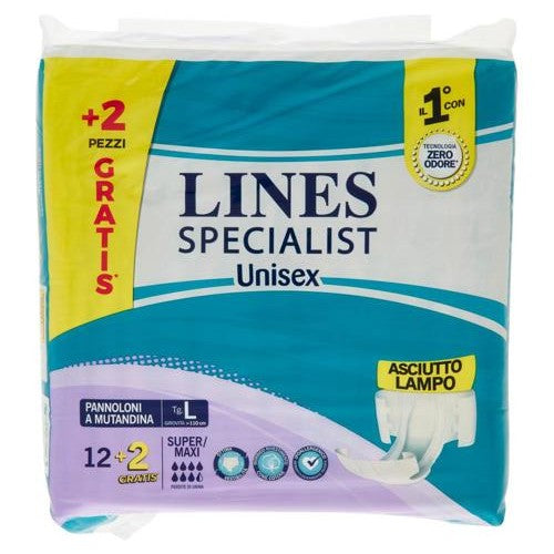 LINES SPECIALIST PANNOLONI MUTANDINA SUPER/MAXI TG.L X12+2