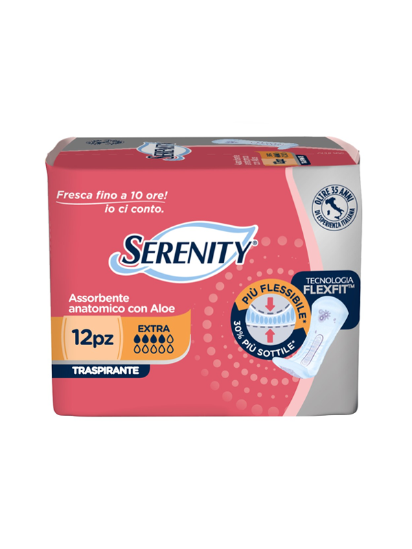 SERENITY ASSORBENTE ANATOMICO CON ALOE EXTRA 12PZ TRASPIRANTE