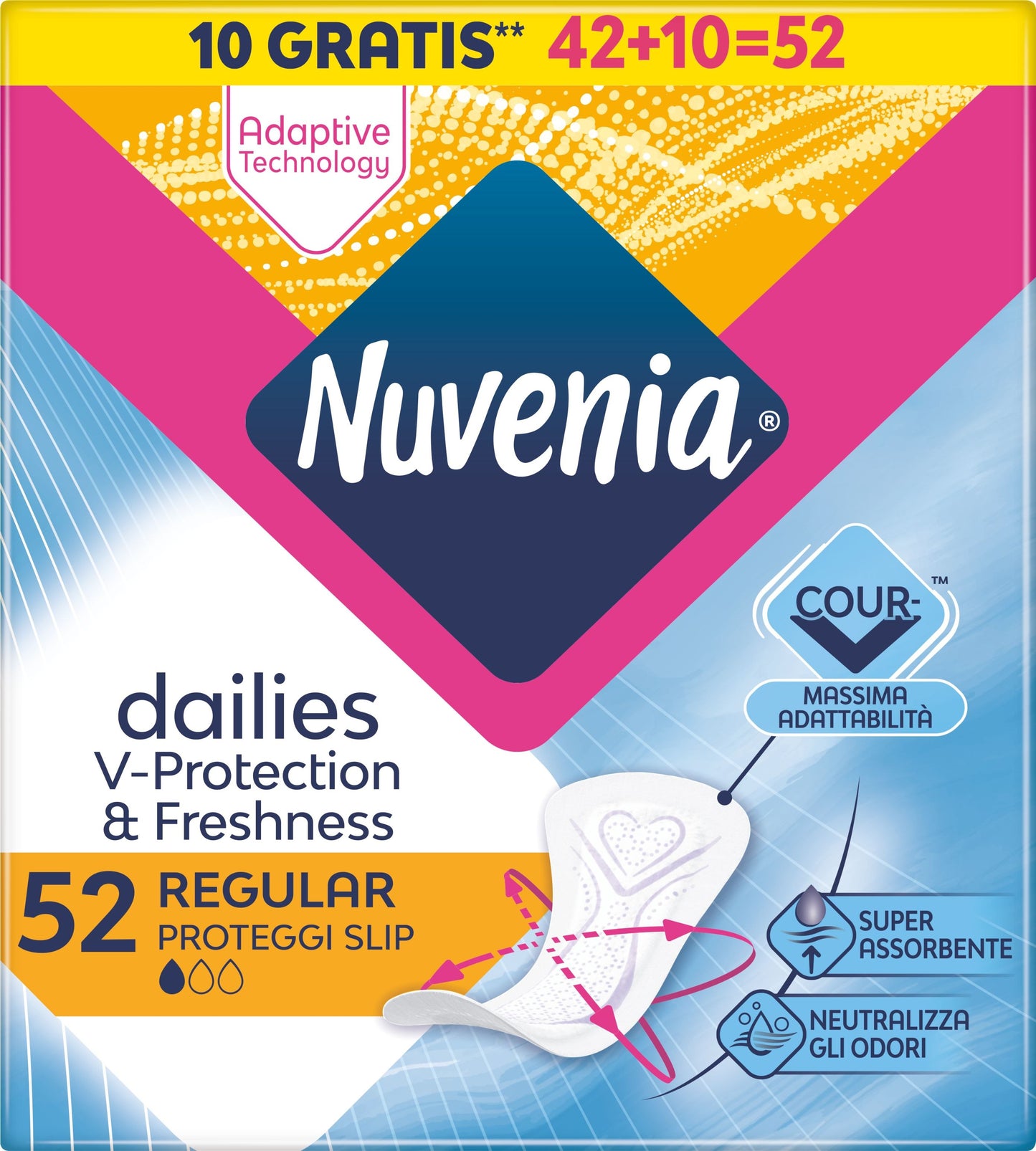 NUVENIA DAILIES V-PROTECTION & FRESHNESS PROTEGGISLIP REGULAR X42+10