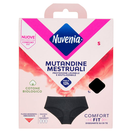 NUVENIA MUTANDINE MESTRUALI TAGLIA S 1PZ NERO COMFORT FIT LAVABILI & RIUTILIZZABILI