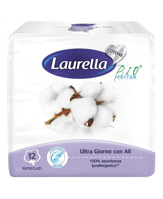 LAURELLA BIO COTONE X12 ULTRA GIORNO CON ALI RIPIEGATI