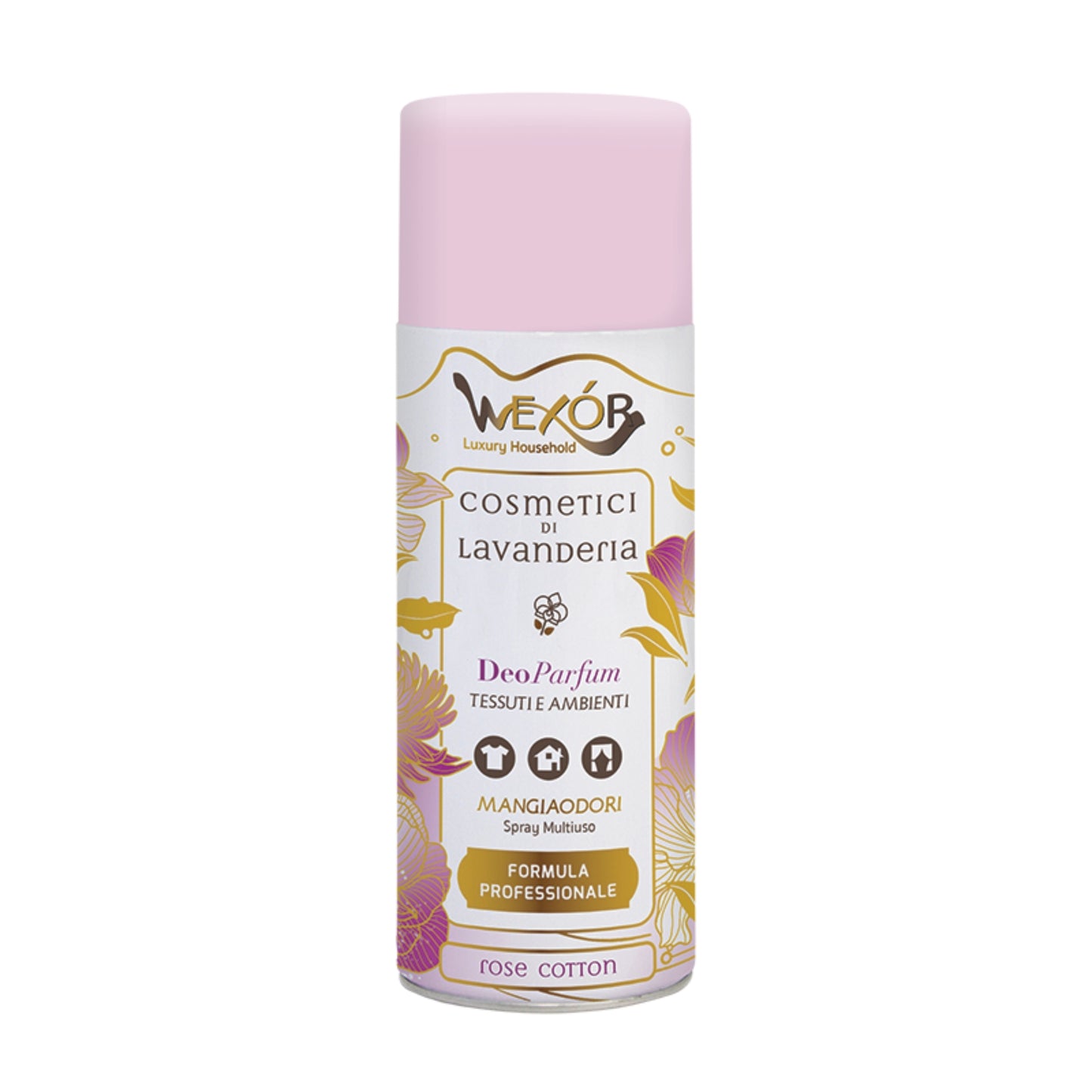 WEXOR COSMETICI DI LAVANDERIA DEO PARFUM TESSUTI E AMBIENTI MANGIAODORI SPRAY MULTIUSO 400ML ROSE COTTON