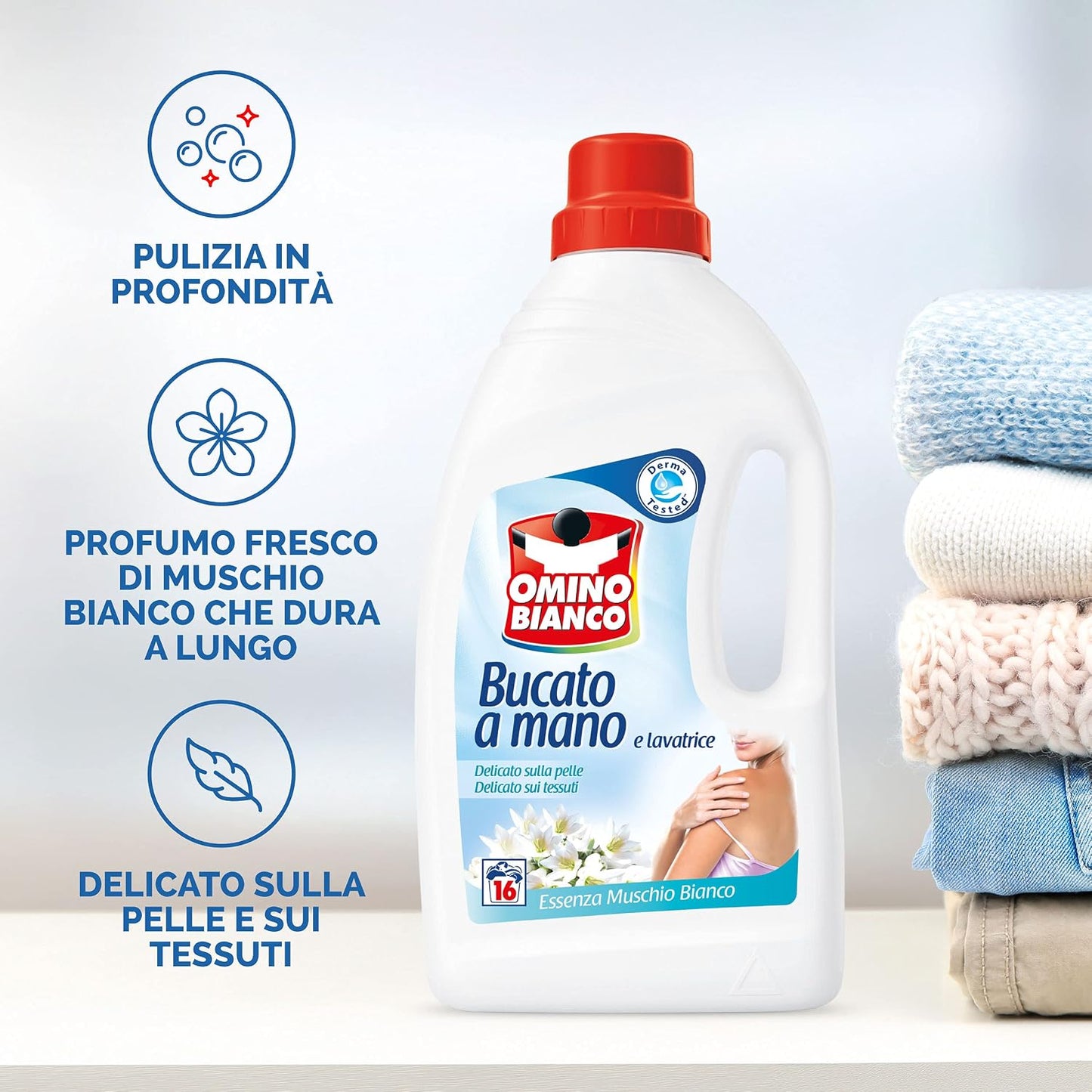 OMINO BIANCO BUCATO A MANO E LAVATRICE LIQUIDO 1L 16LAV. MUSCHIO BIANCO
