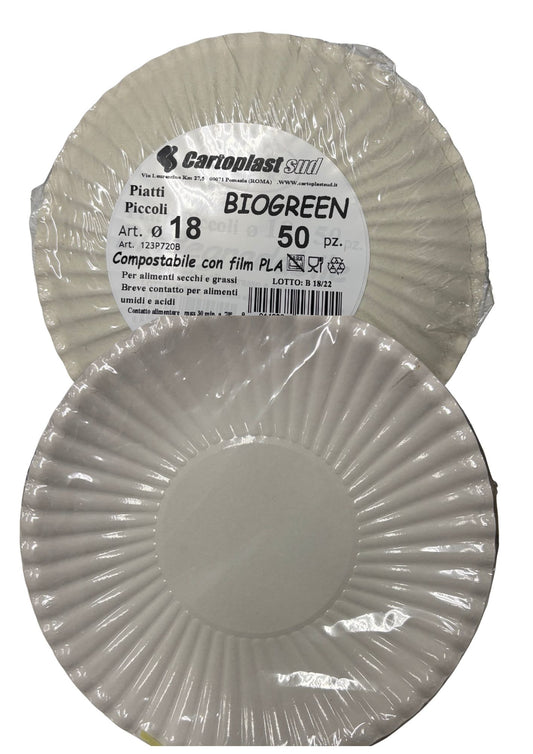 CARTOPLAST BIOGREEN PIATTI PICCOLI FRUTTA COMPOSTABILI CM.18 50PZ