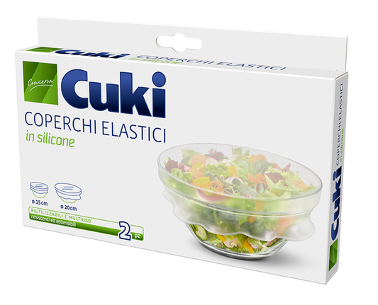 CUKI COPERCHI ELASTICI IN SILICONE 15, 20CM 2PZ RIUTILIZZABILI E MULTIUSO RESISTENTI ED ESTENSIBILI