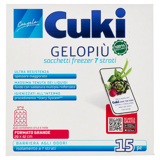 CUKI GELOPIU' SACCHETTI FREEZER 7 STRATI CM.29X42 15PZ GRANDE