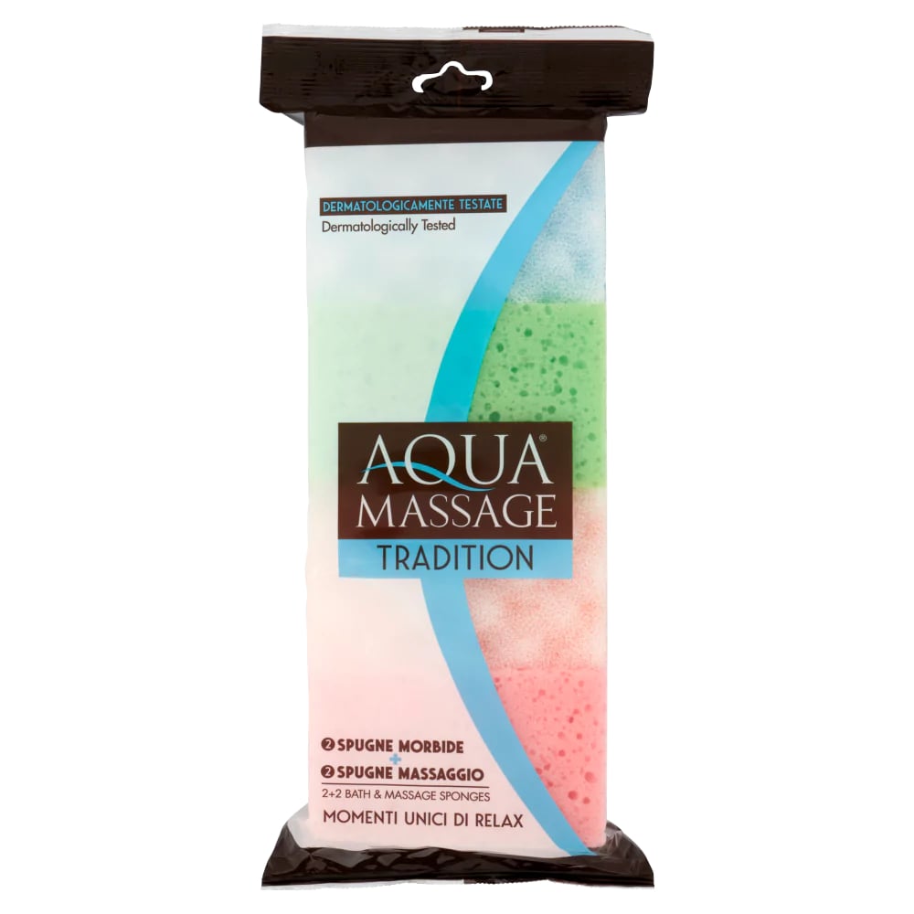 AQUA MASSAGE TRADITION 2 SPUGNE MORBIDE + 2 SPUGNE MASSAGGIO