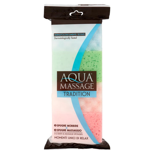 AQUA MASSAGE TRADITION 2 SPUGNE MORBIDE + 2 SPUGNE MASSAGGIO