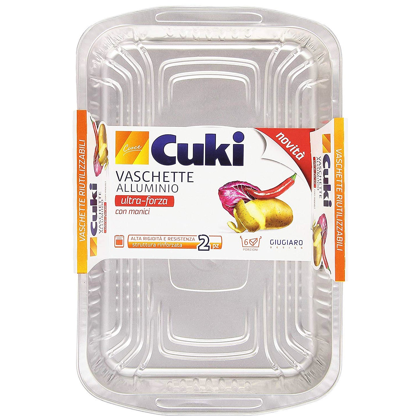 CUKI VASCHETTE ALLUMINIO ULTRA-FORZA CON MANICI 6 PORZIONI 2PZ R86
