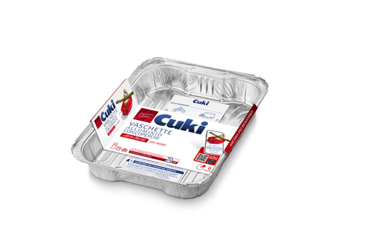 CUKI VASCHETTE ALLUMINIO CON COPERCHI ULTRA-FORZA CON MANICI 6 PORZIONI 2PZ RS90