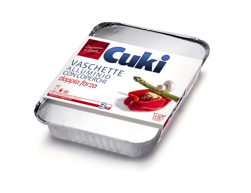 CUKI VASCHETTE ALLUMINIO CON COPERCHI DOPPIA FORZA 4 PORZIONI 3PZ Rw75