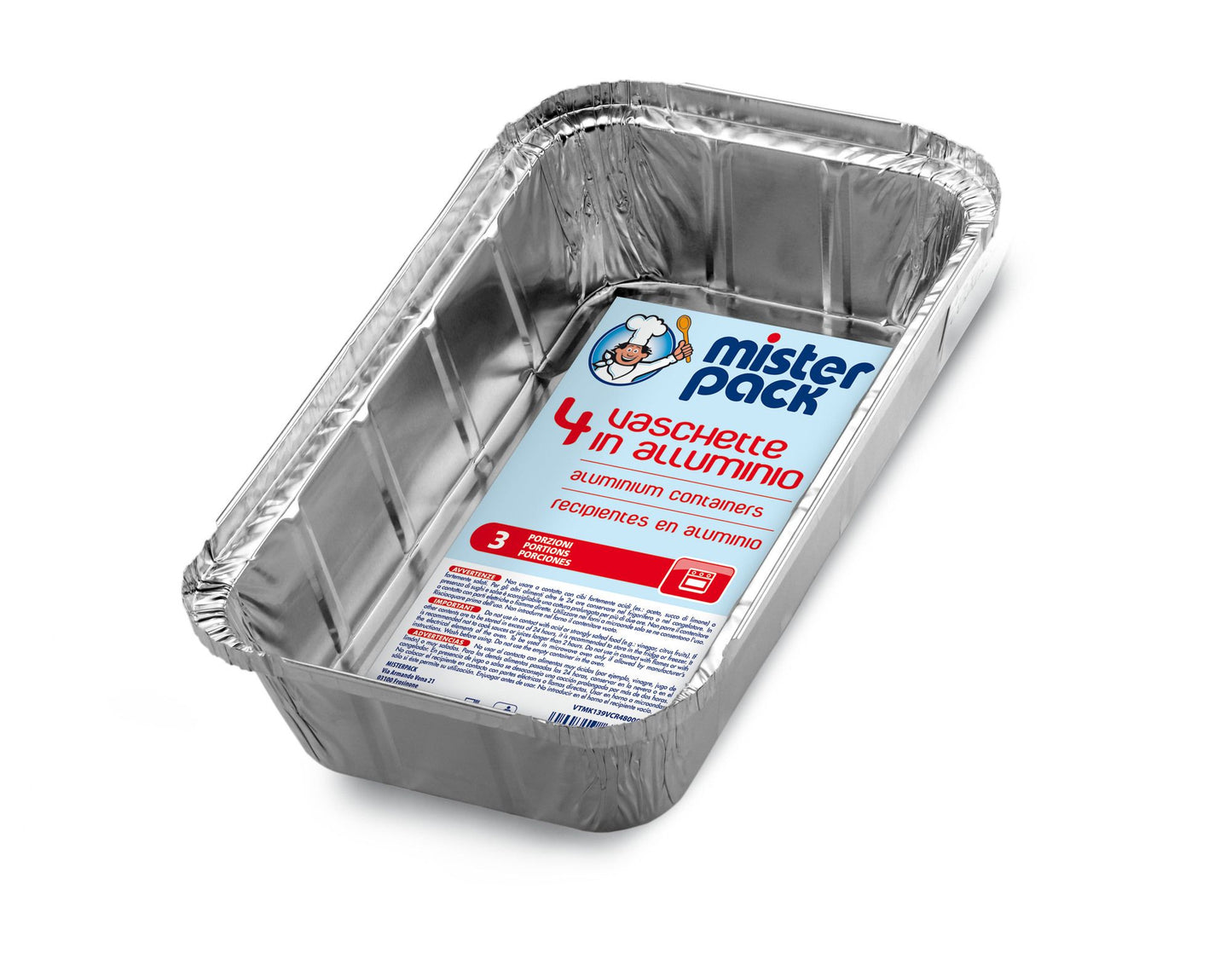 MISTERPACK 4 VASCHETTE ALLUMINIO 3 PORZIONI R48G