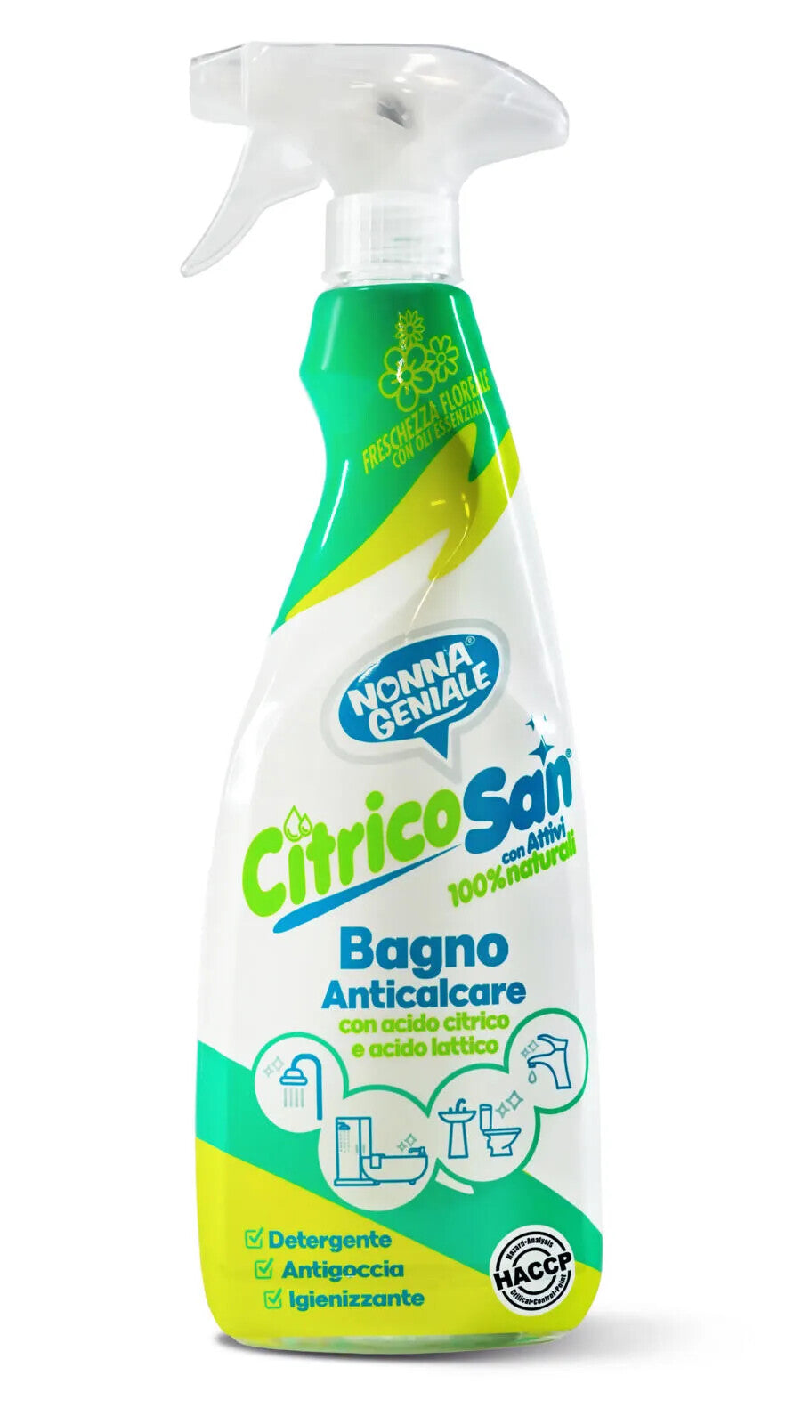 NONNA GENIALE CITRICO SAN BAGNO ANTICALCARE CON ACIDO CITRICO E ACIDO LATTICO SPRAY 750ML