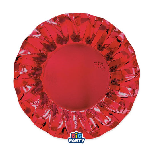 BIG PARTY 6 PIATTI FONDI CM.24 WAVY ROSSO METAL