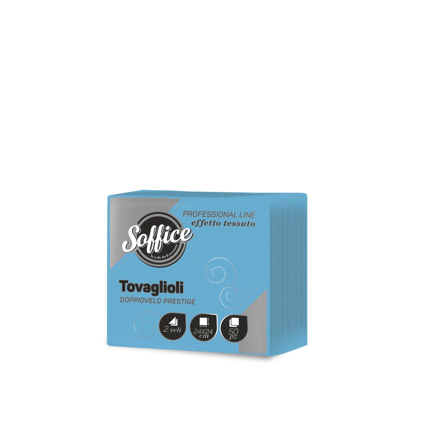 SOFFICE 50 TOVAGLIOLI DOPPIOVELO PRESTIGE 24X24 CELESTE