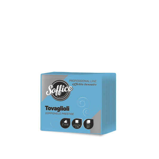 SOFFICE 50 TOVAGLIOLI DOPPIOVELO PRESTIGE 24X24 CELESTE
