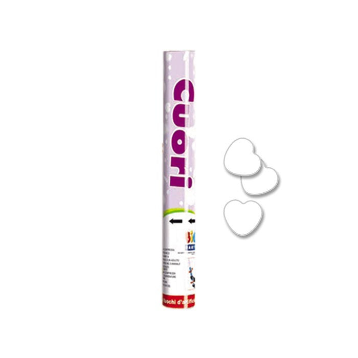 BIG PARTY POPPER 30CM CUORI BIANCHI