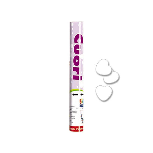 BIG PARTY POPPER 30CM CUORI BIANCHI
