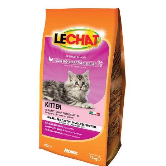 LECHAT CROCCANTINI 1,5KG 0-12 MESI KITTEN POLLO FRESCO E RISO