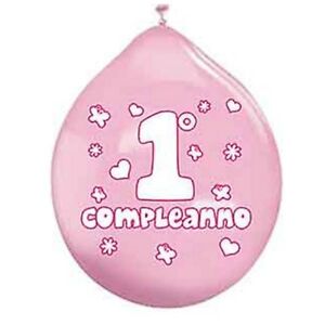 BIG PARTY 20 PALLONCINI 1 COMPLEANNO ROSA
