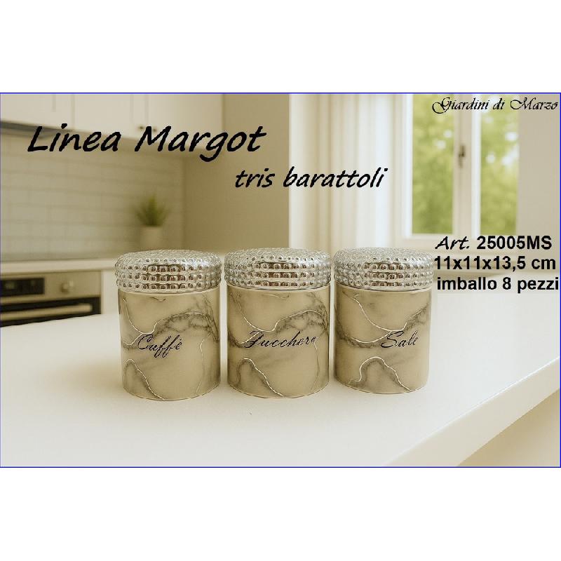 GIARDINI DI MARZO LINEA MARGOT MARMO SILVER TRIS BARATTOLI CM.11X11X13,5 ART.25005MS