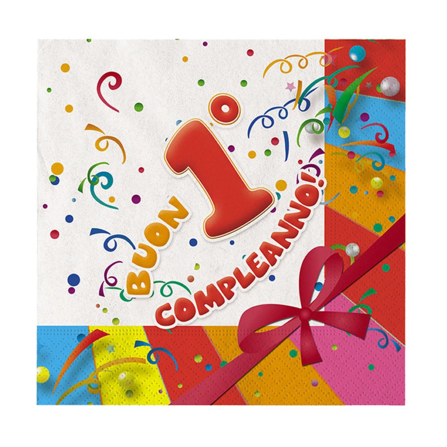 BIG PARTY 20 TOVAGLIOLI 33X33 BUON 1 COMPLEANNO