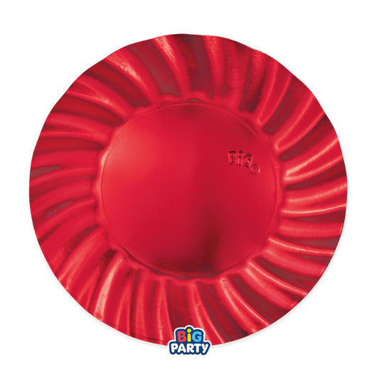 BIG PARTY 6 PIATTI CM.25 WAVY ROSSO METAL
