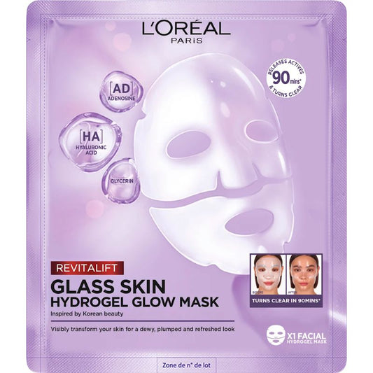 L'OREAL REVITALIFT GLASS SKIN HYDROGEL GLOW MASK MASCHERA IN TESSUTO 1PZ