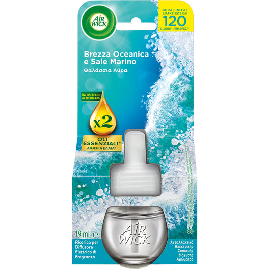 AIR WICK RICARICA ELETTRICO 19ML OLI ESSENZIALI X2 BREZZA OCEANICA E SALE MARINO