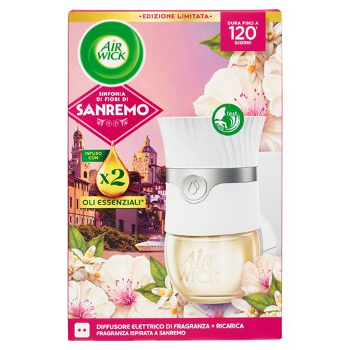 AIR WICK DIFFUSORE ELETTRICO DI FRAGRANZA+RICARICA X2 OLI ESSENZIALI SINFONIA DI FIORI DI SANREMO