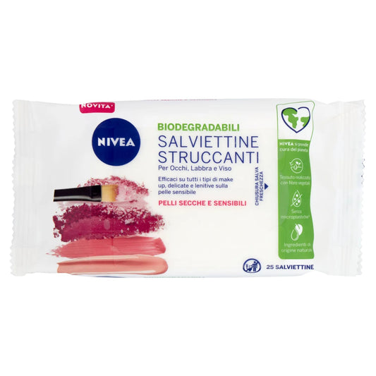 NIVEA SALVIETTINE STRUCCANTI PELLI SECCHE E SENSIBILI 25PZ