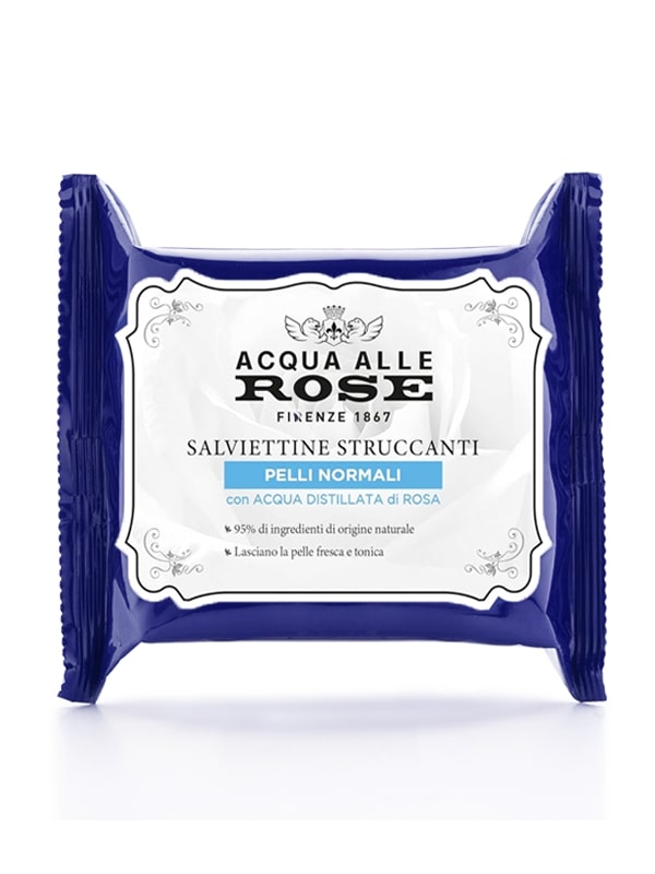 ROBERTS ACQUA ALLE ROSE 20 SALVIETTINE STRUCCANTI PELLI NORMALI CON ACQUA DISTILLATA DI ROSA