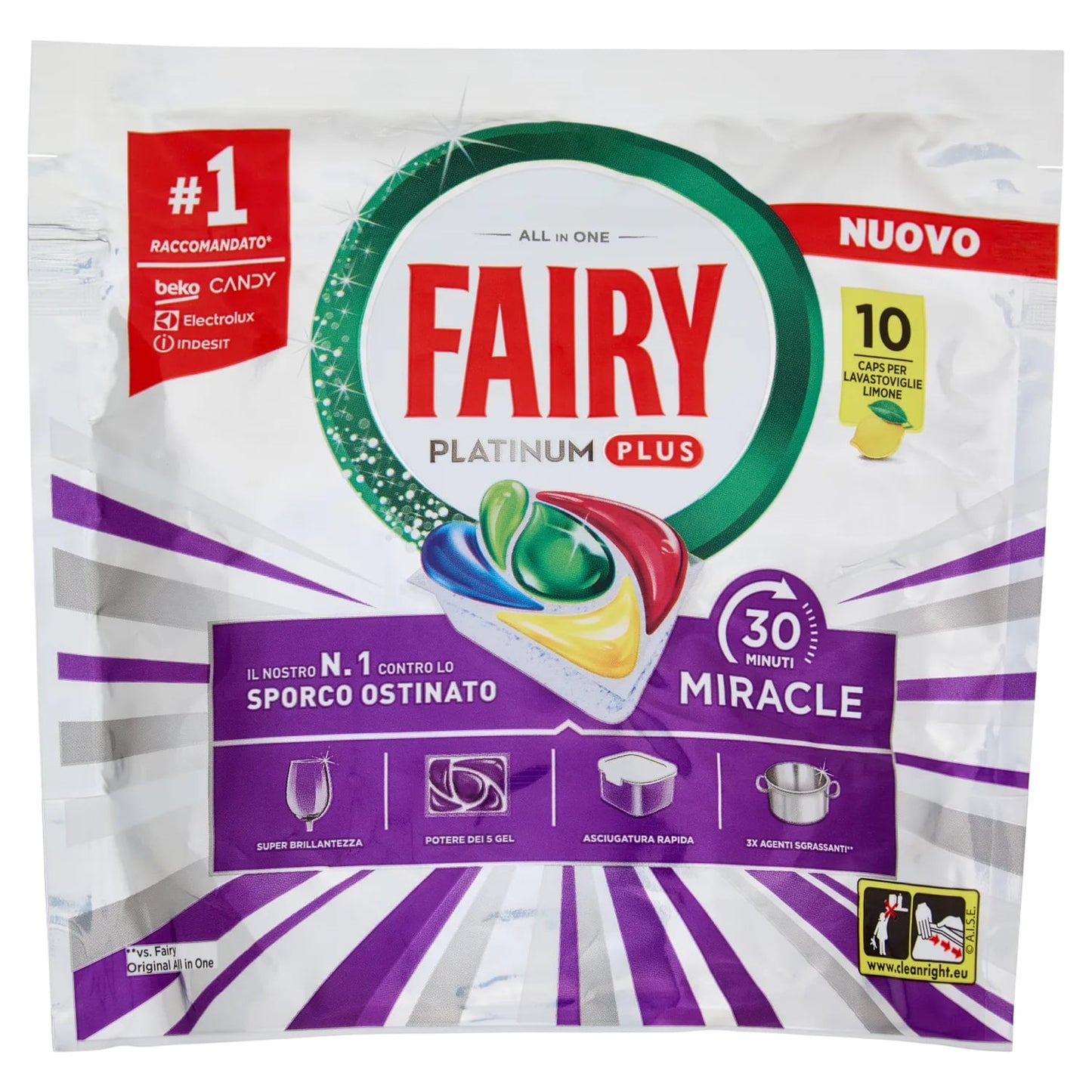 FAIRY PLATINUM PLUS MIRACLE 30 MINUTI LIMONE X10 CAPS