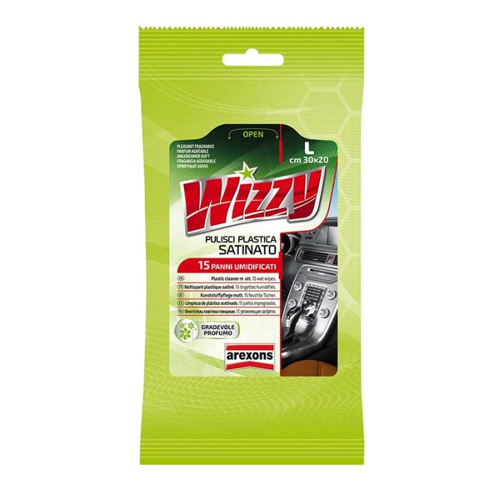 AREXONS WIZZY PULISCI PLASTICA SATINATO L CM.30X20 PANNI UMIDIFICATI 15PZ