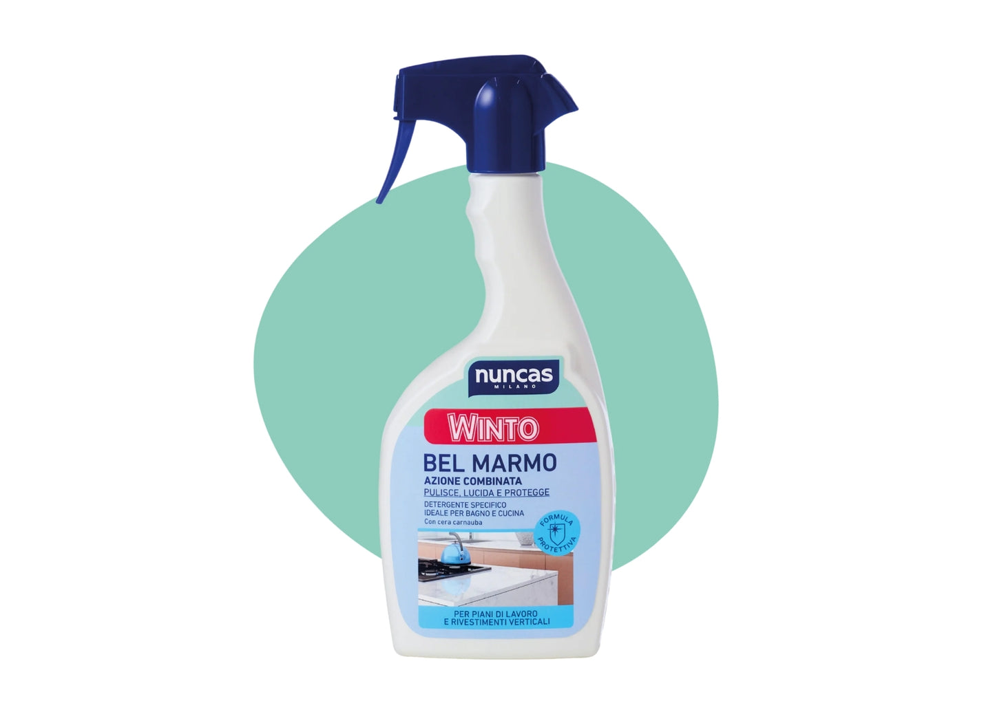 NUNCAS WINTO BEL MARMO SPRAY 500ML DETERGENTE SPECIFICO IDEALE PER BAGNO E CUCINA CON CERA CARNAUBA