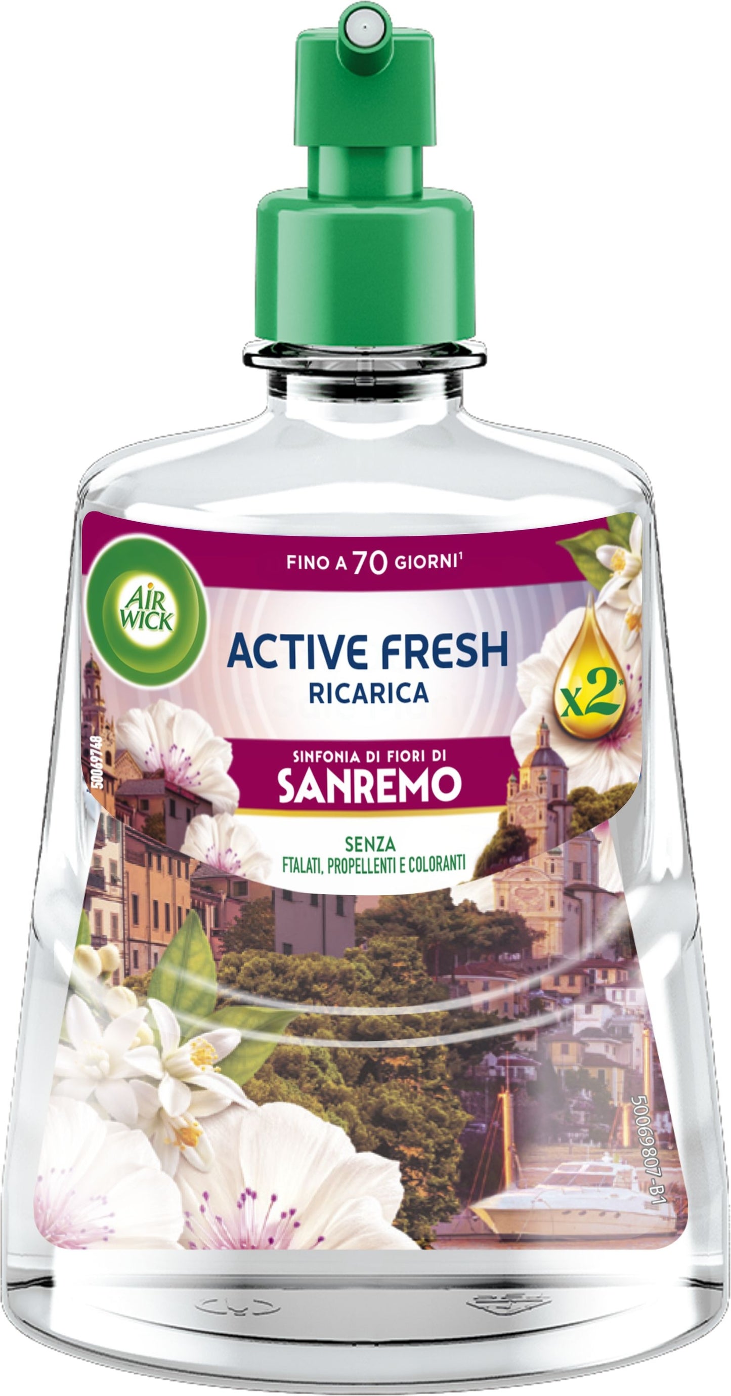 AIR WICK ACTIVE FRESH RICARICA 228ML DIFFUSORE SENZA GAS SINFONIA DI FIORI DI SANREMO