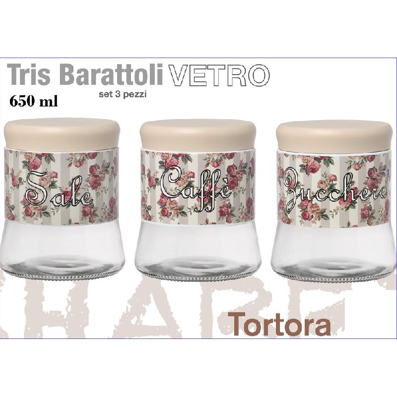 GIARDINI DI MARZO TRIS BARATTOLI 650ML SHABBY CREMA