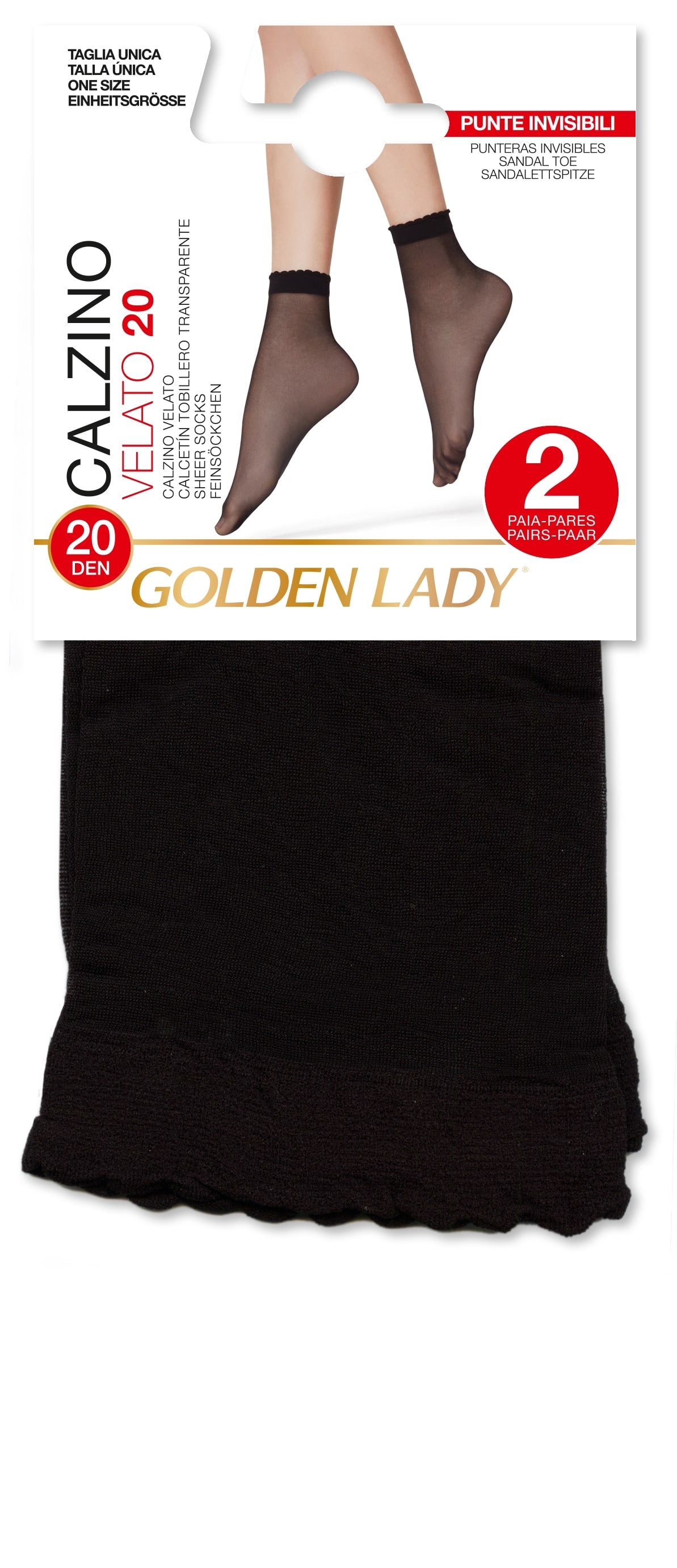 GOLDEN LADY CALZINO VELATO 20 20DEN TG.UNICA 2 PAIA NERO